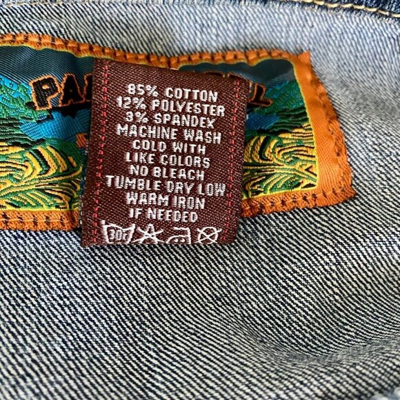 Paris Angel Embellished Crop Demin Jean Jacket Large - Picture 9 of 12